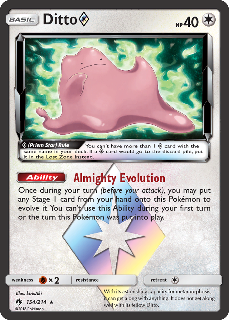 Lost Thunder Ditto Prism Star #154/214